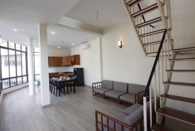 Duplex serviced apartment for rent in Truc Bach area, Ba Dinh, Hanoi.